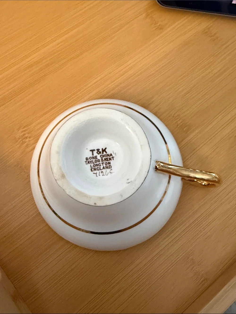Vintage T&K limited 7/200 Yellow Rose Teacup and Saucer Set gold accents.